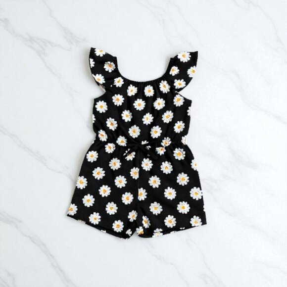 Primark -Girls' Black Daisy Print Romper – Sizes 3T 5T! - Picture 1 of 3